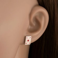 Silver 925 earrings - red diamonds