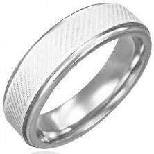 Stainless steel ring - diagonal lines