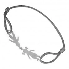 Bracelet with silver charms 925 - girl and boy, grey cord