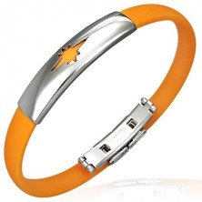 Caoutchouc bracelet - star pattern, orange
