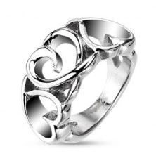 Steel ring - three ornamental hearts