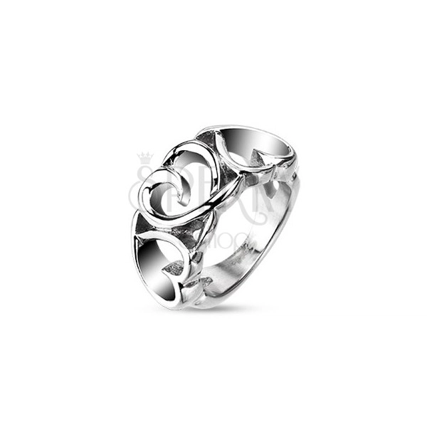 Steel ring - three ornamental hearts