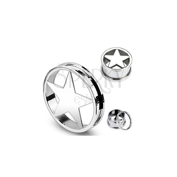Surgical steel plug piercing with five-pointed star