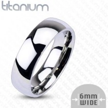 Titanium ring in silver colour – mirror-shine finish, 6 mm