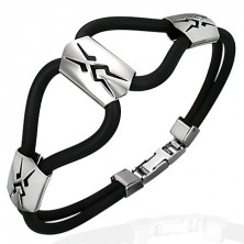 Silicone bracelet - three steel clan symbols, black