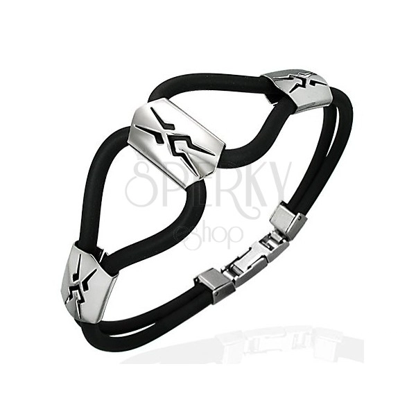 Silicone bracelet - three steel clan symbols, black