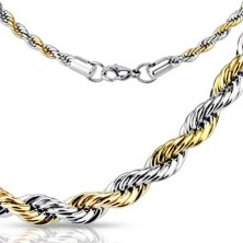 Twisted two toned surgical steel chain