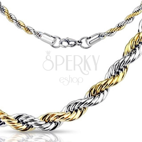 Twisted two toned surgical steel chain