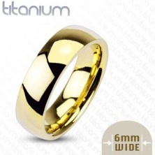 Titanium wedding ring in gold colour, 6 mm
