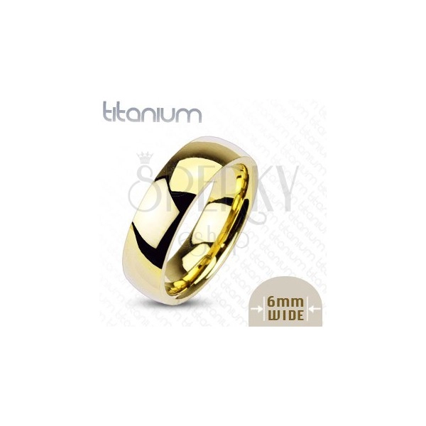 Titanium wedding ring in gold colour, 6 mm