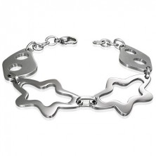Bracelet made of surgical steel in silver colour, asymmetric shapes