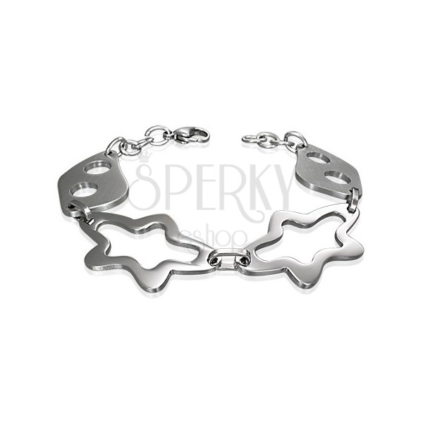 Bracelet made of surgical steel in silver colour, asymmetric shapes