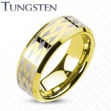 Tungsten band with Celtic Knot in golden colour