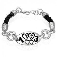 Bracelet with black twisted cords and numbers