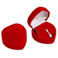 Pendant gift box - heart with red velvet surface