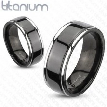 Titanium band with black centre and silver lining