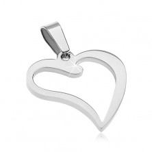 Stainless steel pendant - shiny heart contour with curved corner