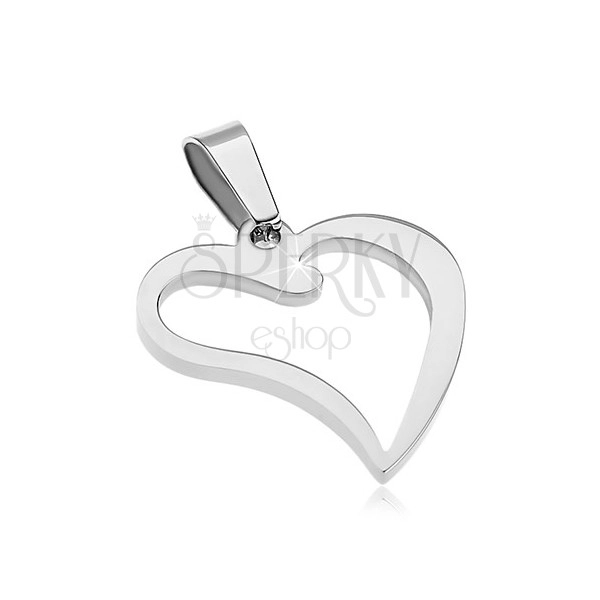Stainless steel pendant - shiny heart contour with curved corner