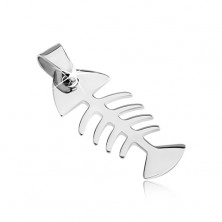 Stainless steel pendant - shiny fish skeleton FISHBONE
