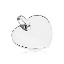 Stainless steel pendant - shiny smooth heart