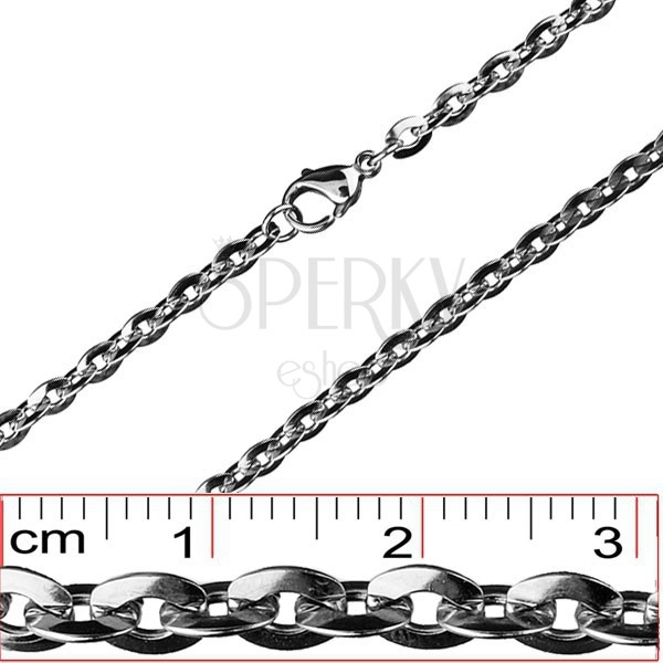 Chain made of steel - oval flattened links, 4,5 mm