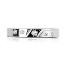 Silver ring 925 - smooth gap, five embedded zircons