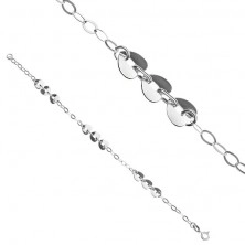 Silver bracelet 925 - three hearts and oval eyelets