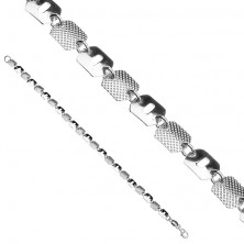 Bracelet made of 925 silver - waffle and smooth squares