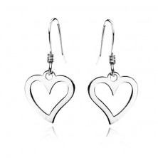 Silver dangling earrings 925 - bright empty hearts