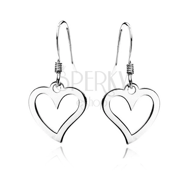 Silver dangling earrings 925 - bright empty hearts