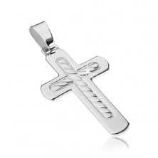 Pendant made of 925 silver - rounded cross with braided rope in middle