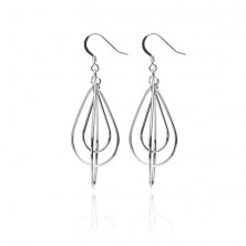 Silver earrings 925 - three tears in thin silhouettes on African hook