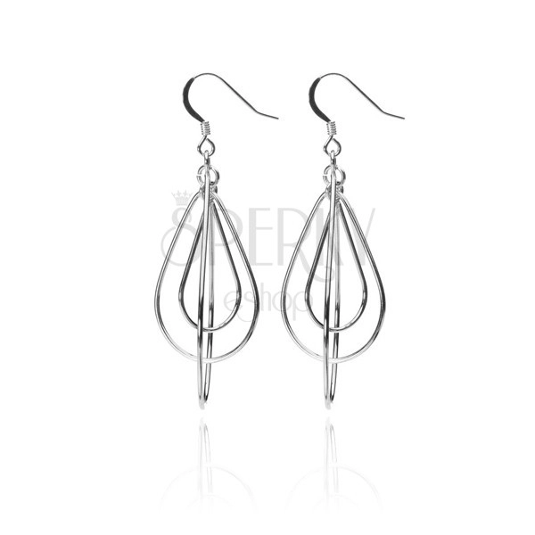 Silver earrings 925 - three tears in thin silhouettes on African hook