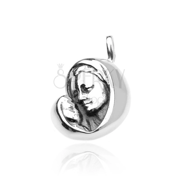 Silver pendant 925 - Virgin Mary with child, patinated