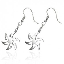 Earrings made of surgical steel, sun with bent rays, hooks