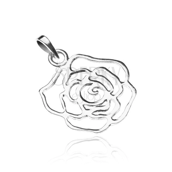 Silver pendant 925 - bright rose silhouette