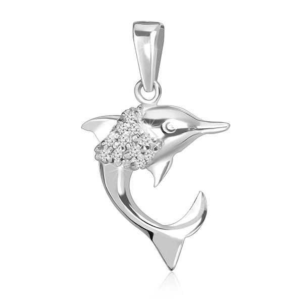 Silver pendant 925 - dolphin with zirconic bubbles, bilateral