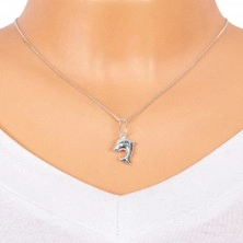 Pendant made of 925 silver - jumping baby dolphin, bilateral