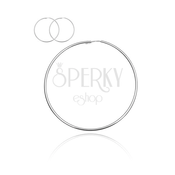 Round silver earrings 925 - smooth and bright surface, 70 mm