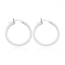 Silver round earrings 925 - bright, four-edged line, 16 mm