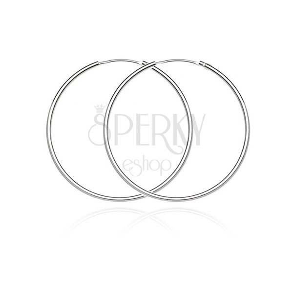 Round earrings made of 925 silver - simple, smooth design, 30 mm