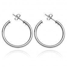 Round earrings made of silver 925 - thick shiny line, 25 mmm