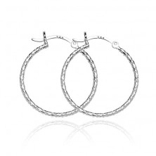 Circular silver earrings 925 - patterned surface, 25 mm