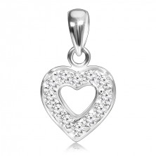 Silver pendant 925 - sparkling zirconic heart with cut