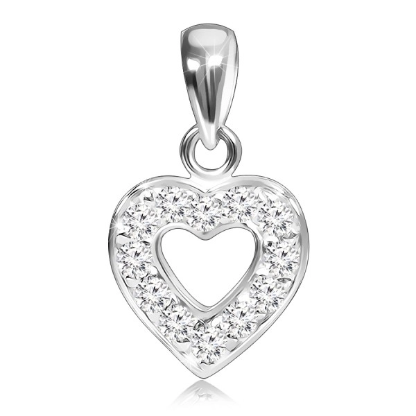Silver pendant 925 - sparkling zirconic heart with cut