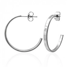 Earrings made of surgical steel in silver colour, circles, 23 mm