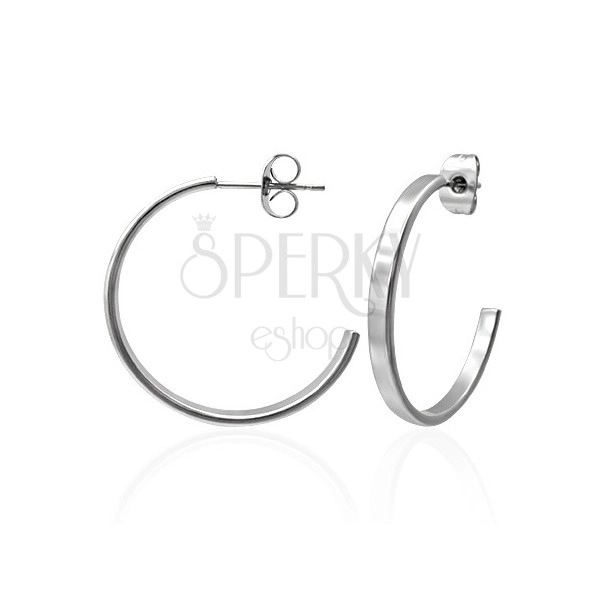 Earrings made of surgical steel in silver colour, circles, 23 mm
