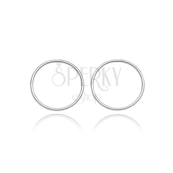 Earrings made of 925 silver - shiny narrow circles, 14 mm