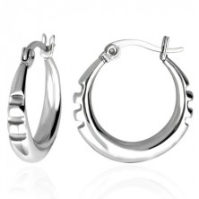 Steel earrings - circles with three notches on the sides