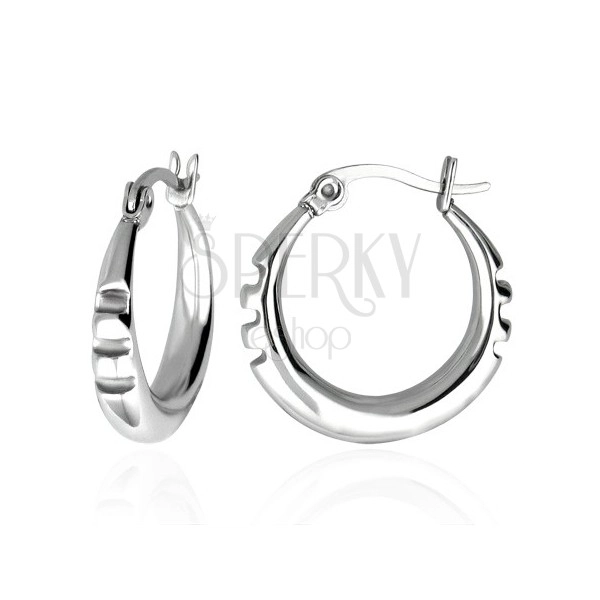 Steel earrings - circles with three notches on the sides